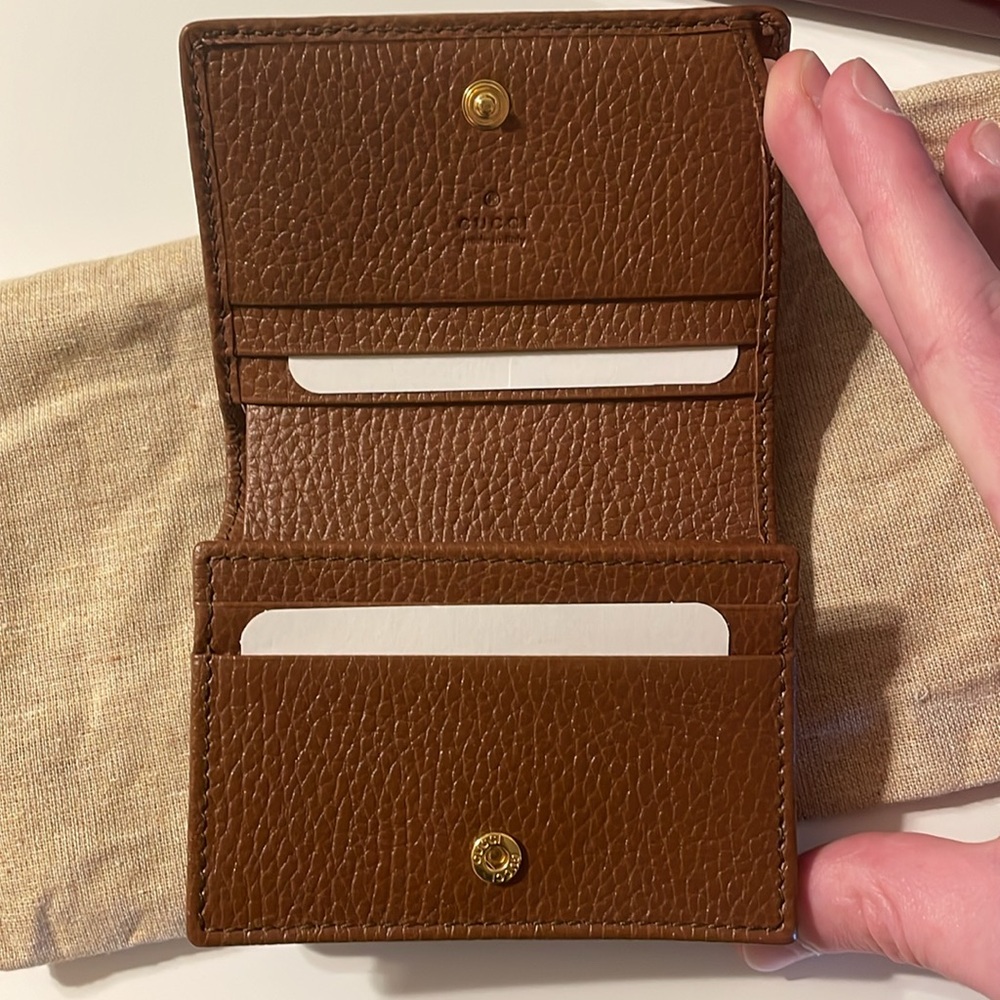 Gucci 1955 blue denim brown leather card holder - Picture 8 of 13